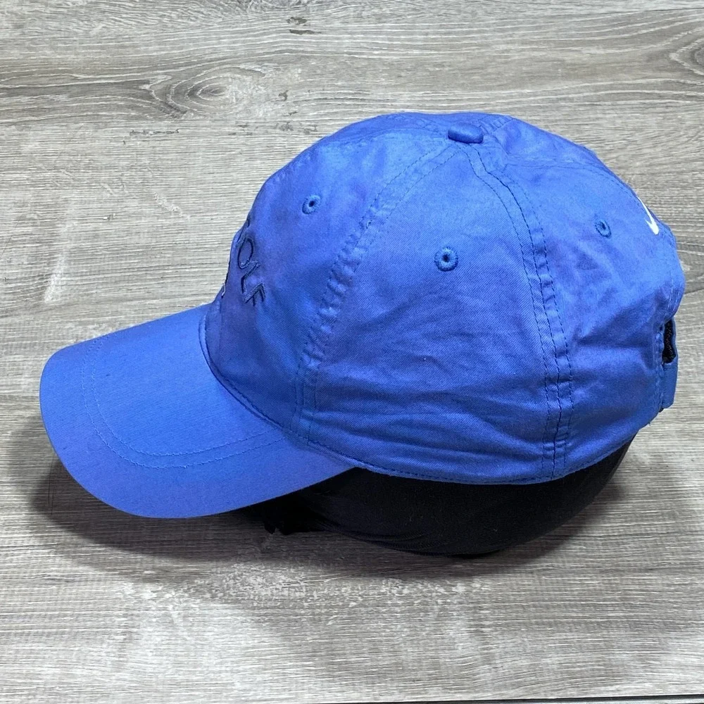 Nike Golf Hat Cap Baseball Strap Back Mens One Size Blue‎ Crest Logo Adjustable